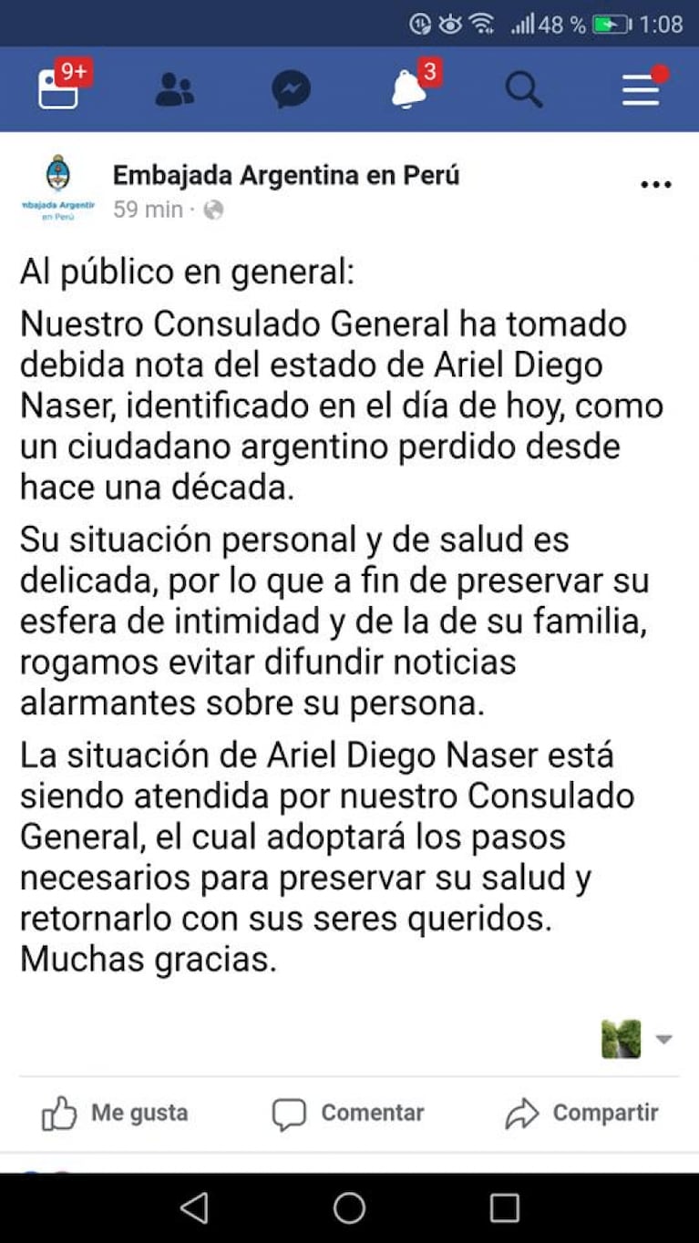 Encontraron en Lima a un argentino desaparecido en el 2003