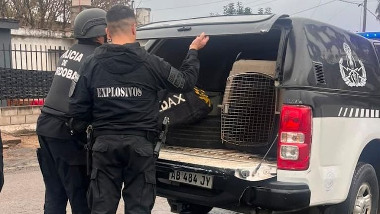 Encontraron un mortero en el patio de una casa de barrio San Alberto. (Prensa Policía)