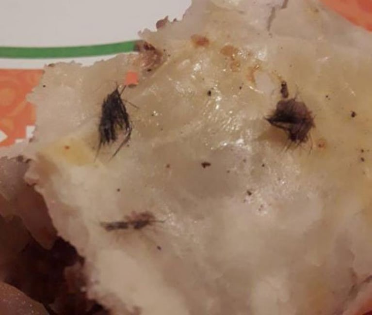 Encontró mechones de pelo en una empanada que comió su hija