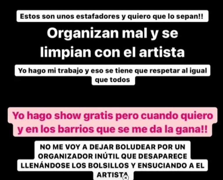 Enojado y con insultos, L-Gante abandonó un escenario porque le tiraron una lata de cerveza