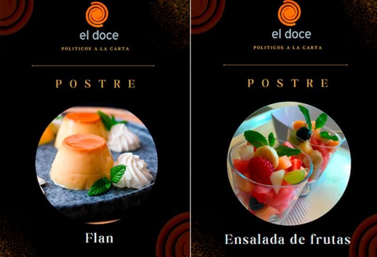 Entrada, plato principal y postre: los gustos de Passerini y De Loredo