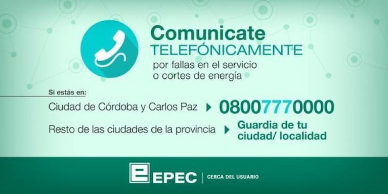 Epec anunció cortes programados para el fin de semana