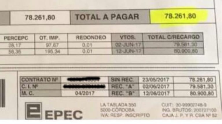 EPEC: dos bares recibieron facturas de casi 100 mil pesos
