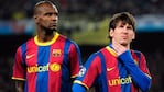 Eric Abidal y Lionel Messi cuando eran compañeros en Barcelona.