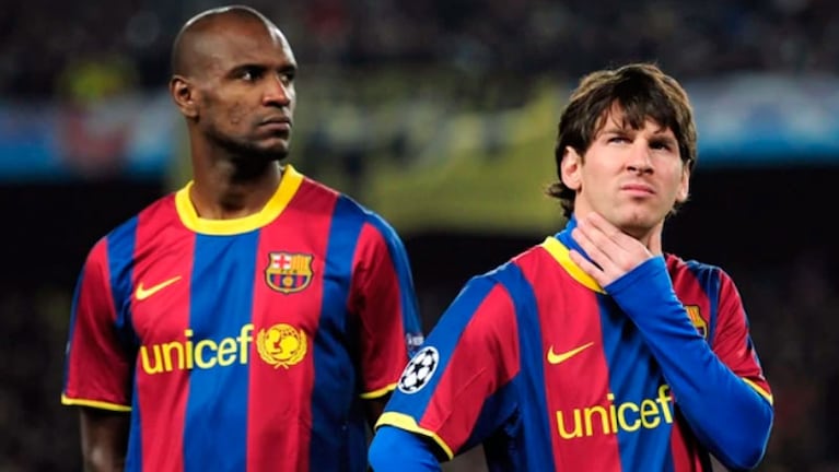 Eric Abidal y Lionel Messi cuando eran compañeros en Barcelona.