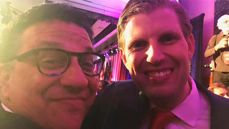 Eric Trump y Felipe Yaryura en el búnker de los republicanos, en Nueva York.
