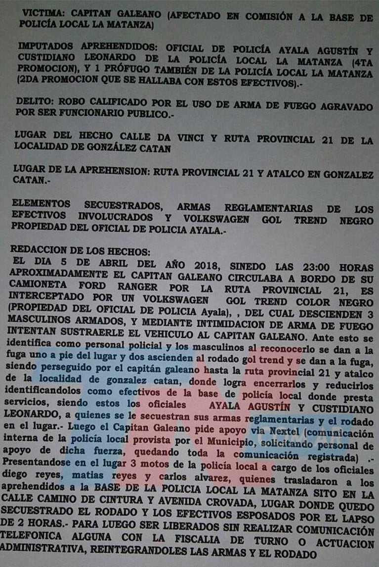 Escándalo en La Matanza: tres policías asaltaron a su propio jefe