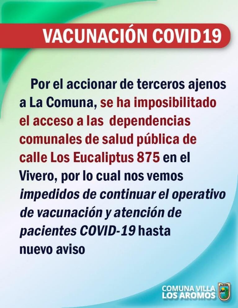 Escándalo en Los Aromos: suspendieron vacunación y asistencia contra el Covid-19