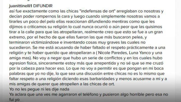 Escándalo: Juanita Tinelli quedó involucrada en una pelea