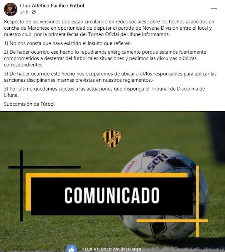 Escándalo por un insulto racista a un nene en un partido de fútbol en Neuquén