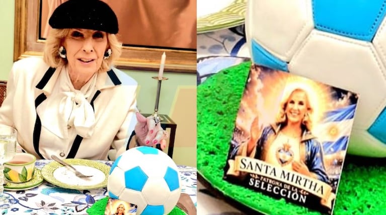 Estampita de “Santa Mirtha” y torta en forma de pelota: así festejó la Chiqui el triunfo de la Selección