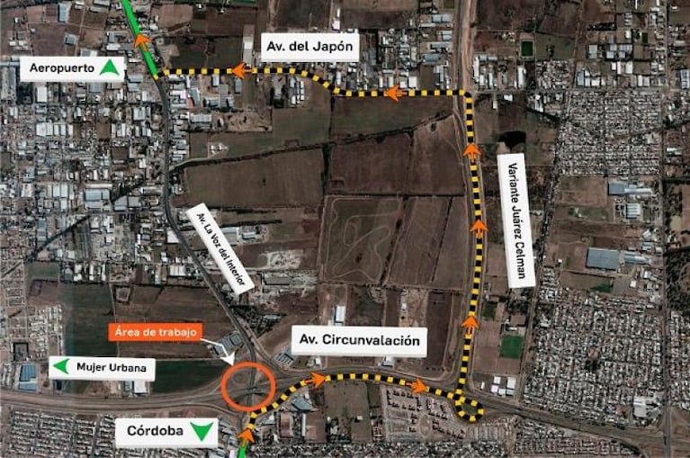 Estará cerrado el cruce entre avenida La Voz del Interior y Circunvalación este sábado