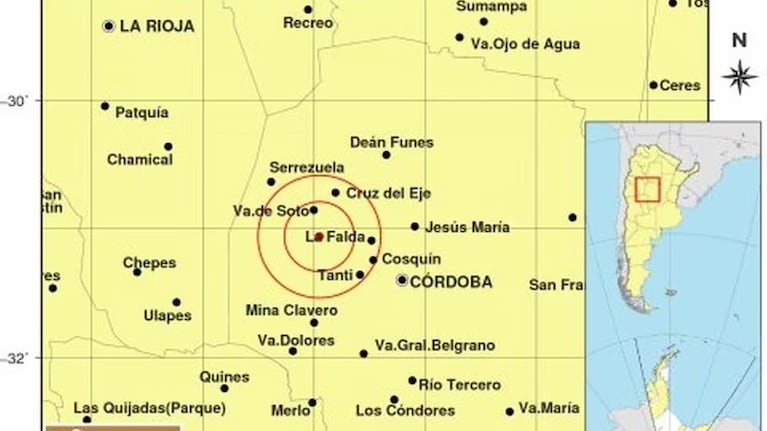 Este sábado se registro un temblor en Córdoba.
