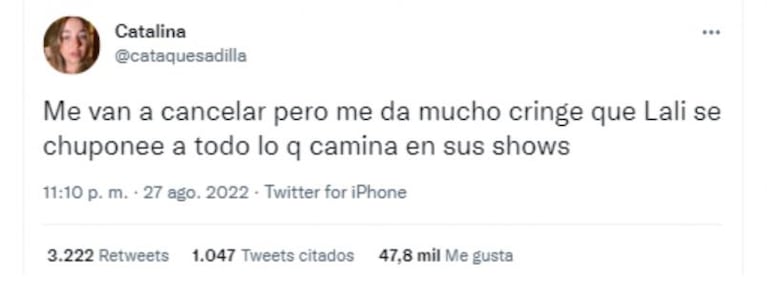 Esteban Lamothe y un polémico “me gusta” en contra de Lali Espósito