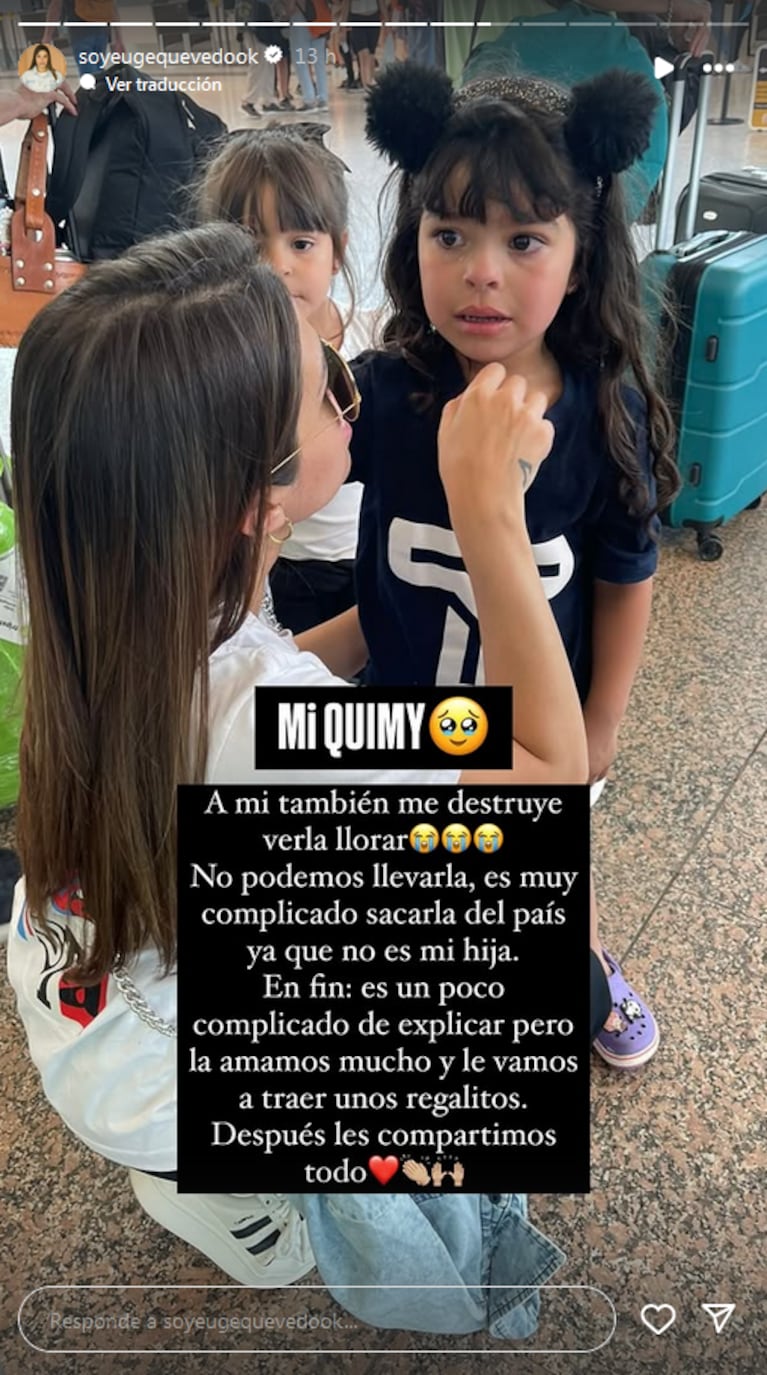 Euge Quevedo conmovió a sus fans antes de salir del país: “Me destruye verla...”