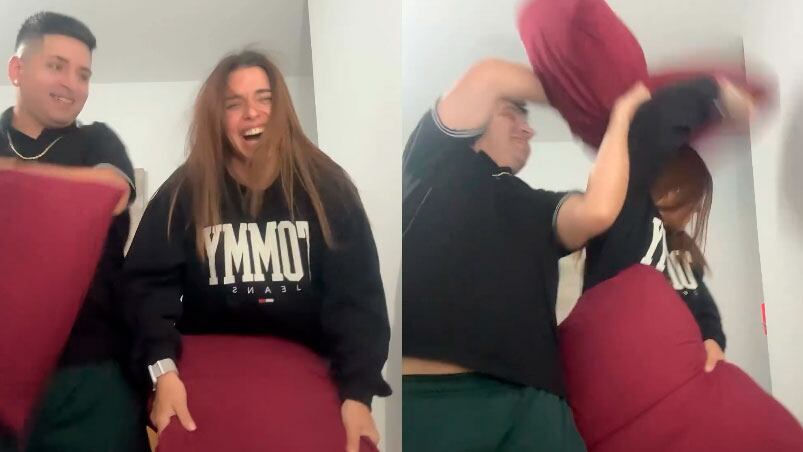Euge Quevedo y su esposo “no se tuvieron piedad”: el challenge que terminó en una brutal guerra de almohadas