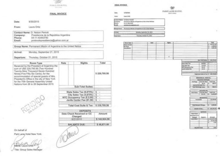 Facturas truchas en los últimos viajes de Cristina al exterior