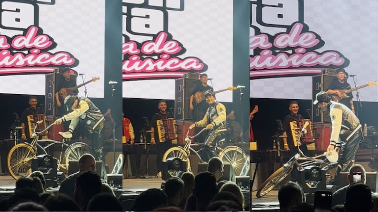 Fer Olmedo tuvo un divertido blooper con su bicicleta en el baile.