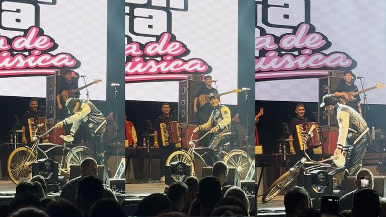 Fer Olmedo tuvo un divertido blooper con su bicicleta en el baile.