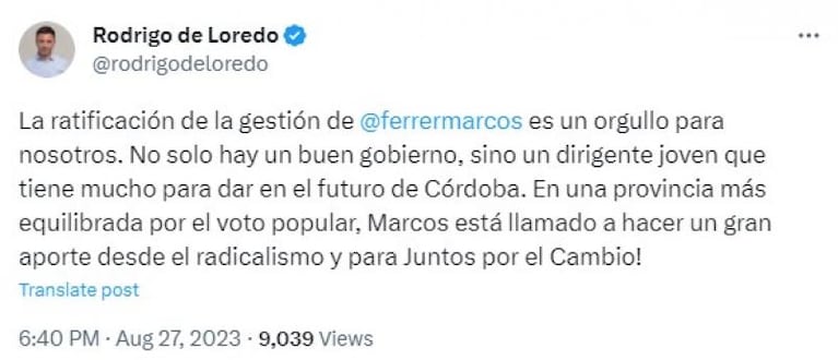 Ferrer fue reelecto como intendente de Río Tercero: “Es una gran satisfacción”