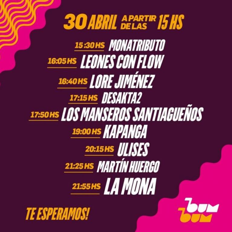 Festival Bum Bum: los horarios y todo lo que tenés que saber