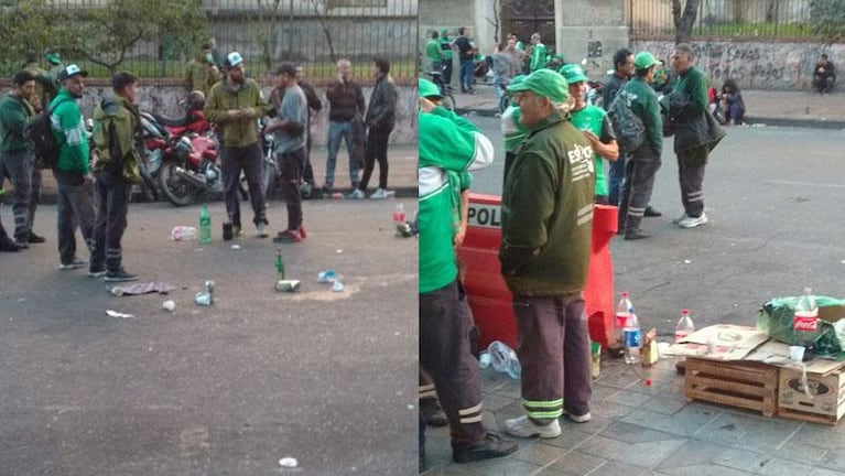 Fiesta en medio del paro: asado y alcohol frente a la UTA