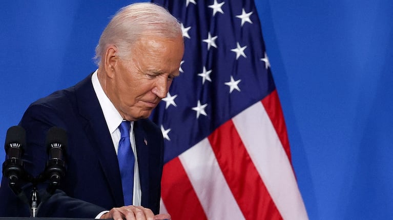 FILE PHOTO: U.S. President Joe Biden holds a press conference during NATO's 75th anniversary summit, in Washington, U.S., July 11, 2024. REUTERS/Yves Herman/File Photo