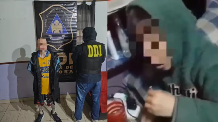 Filmaba a su hijo mientras fumaba marihuana y estaba rodeado de armas. Quedó detenido.