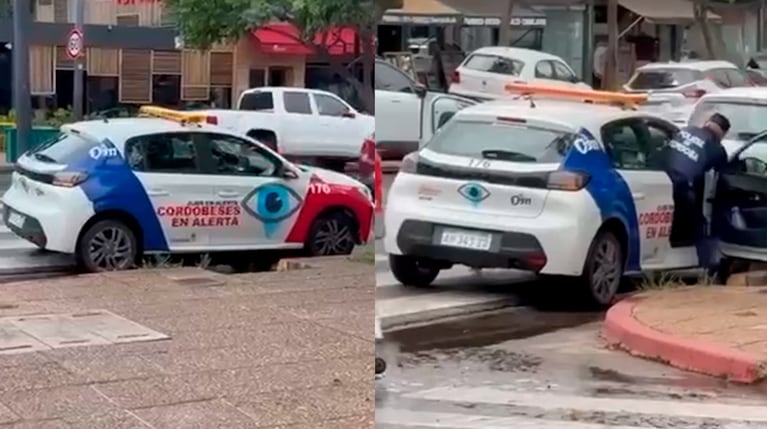 Filmaron a dos policías que estacionaron frente a una rampa de discapacitados.
