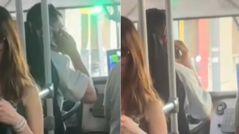 Filmaron a un colectivero hablando por celular mientras manejaba.