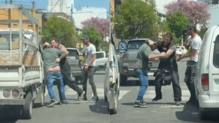 Filmaron una salvaje pelea en la avenida Bulnes.