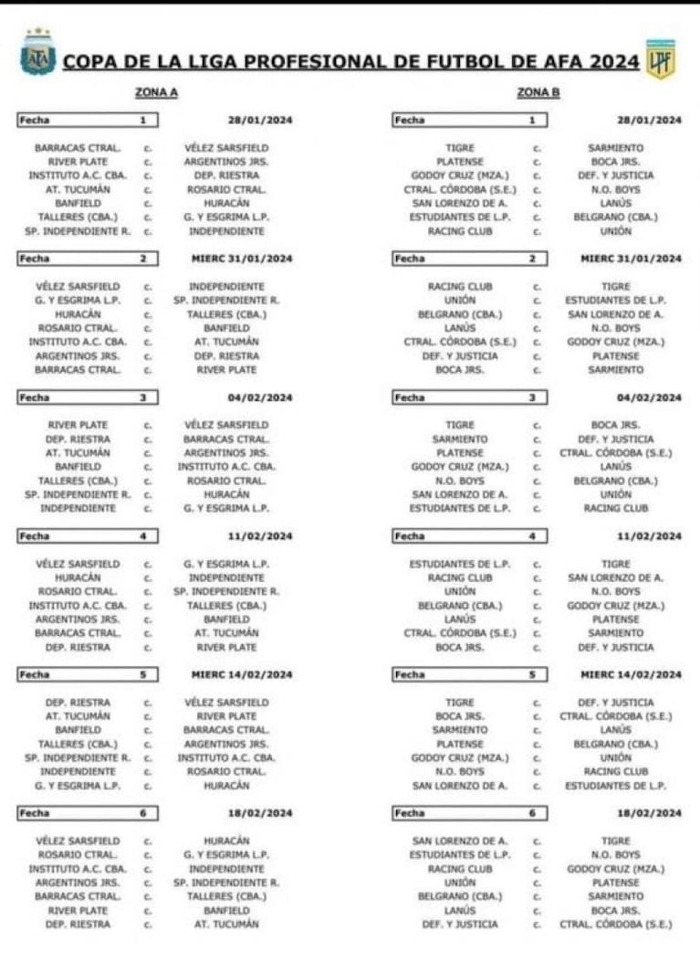 Fixture Copa de la Liga 2024 cuándo debutan Talleres, Belgrano e