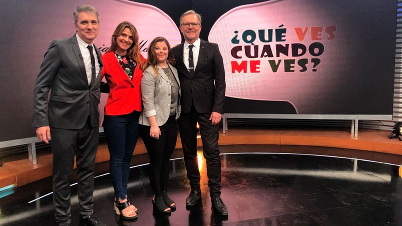 Flavia y Malena, junto a Jorge y Lalo en su presentación.