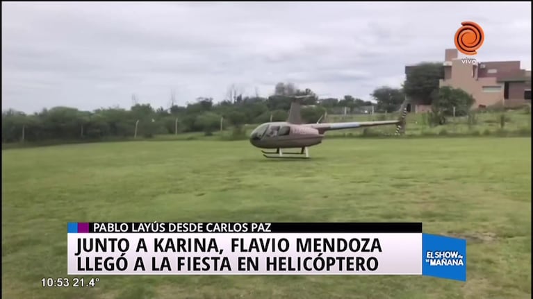 Flavio Mendoza llegó en helicóptero a su fiesta