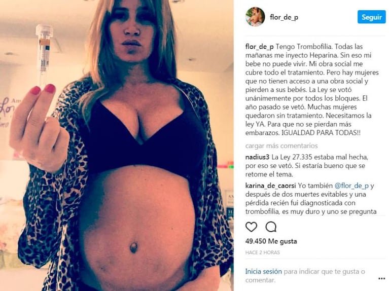 Flor Peña mostró los moretones de su panza de embarazada