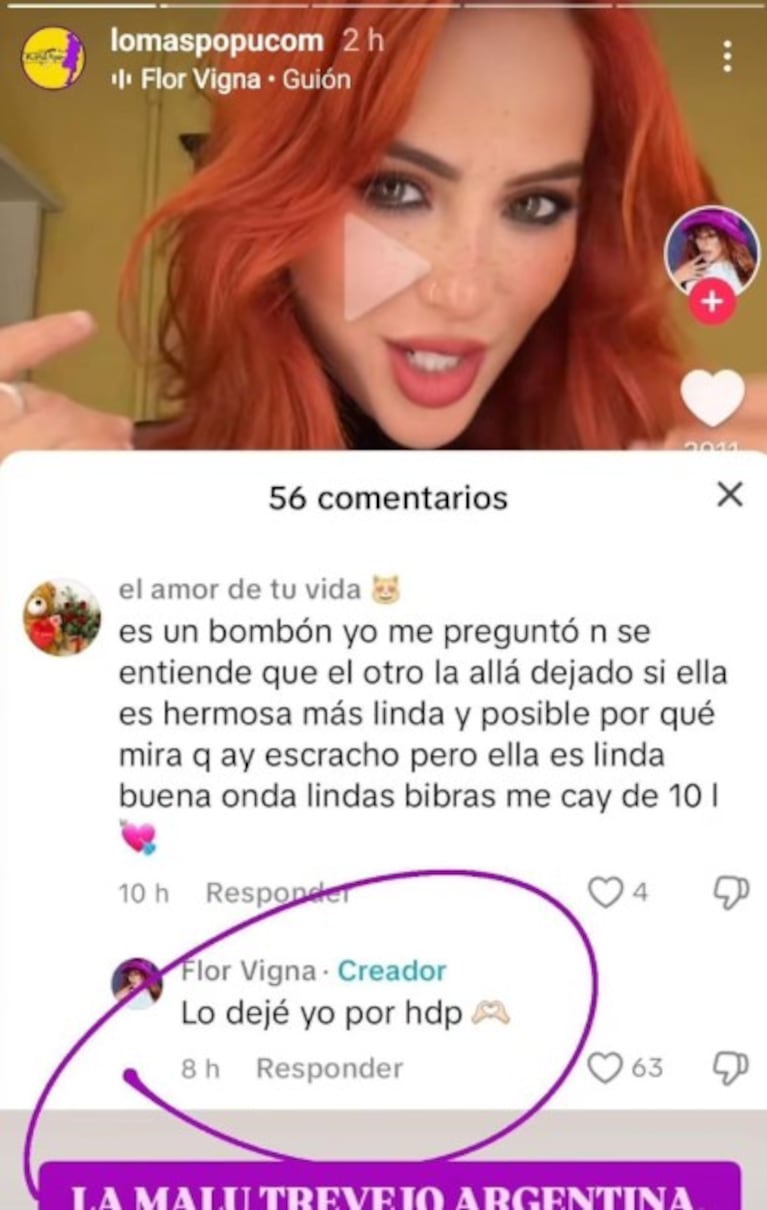 Flor Vigna insultó a Luciano Castro y reveló el verdadero motivo de la separación