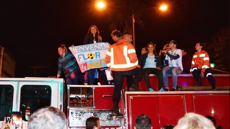 Florencia Bonsegundo regresó a Morteros y fue recibida por una multitud