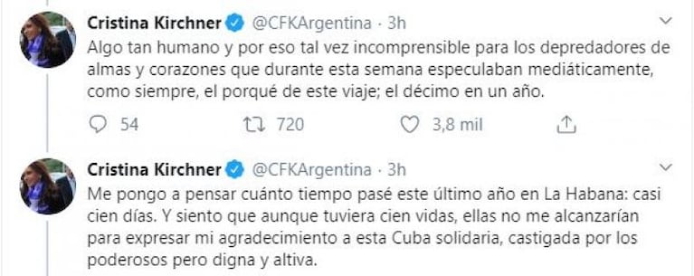 Florencia Kirchner y Cristina regresan a Buenos Aires en medio de la cuarentena 