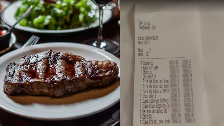 Fue a comer a Don Julio en Buenos Aires y compartió el ticket final.