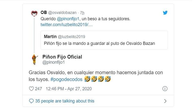 Fuerte cruce entre Piñón Fijo y el periodista Osvaldo Bazán