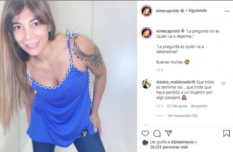 Fuerte posteo de Ximena Capristo después del escándalo por los chats de Gustavo Conti