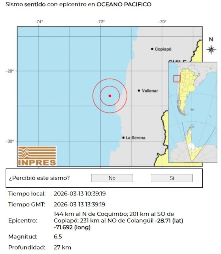 Fuerte sismo en Chile se sintió en Córdoba y otras provincias del país