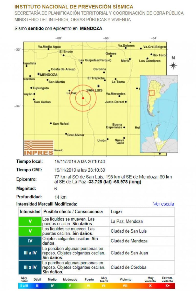 Fuerte y breve temblor con epicentro en Mendoza se sintió en Córdoba