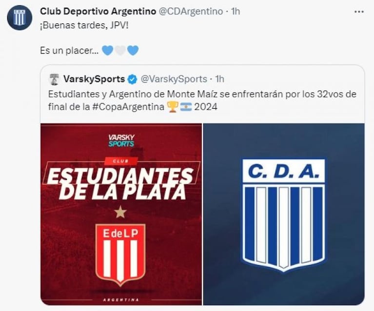 Furor en redes por el club cordobs que jugar con Estudiantes en Copa Argentina