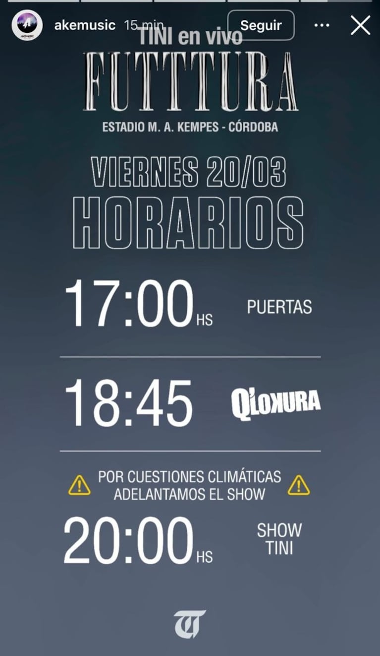 Furor por Tini en su primer show en el Kempes con alerta por tormenta como telón de fondo