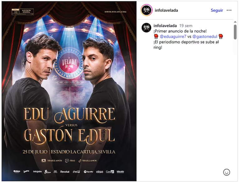 Gastón Edul enfrentará a Edu Aguirre en La Velada 6.