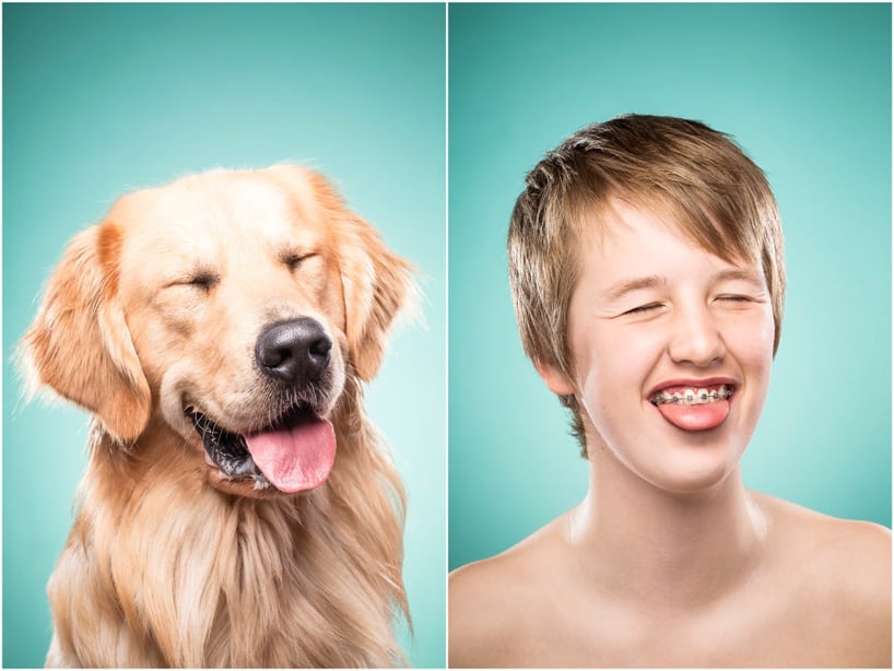 Genial muestra con personas imitando a sus mascotas. Foto: Ines Opifanti.