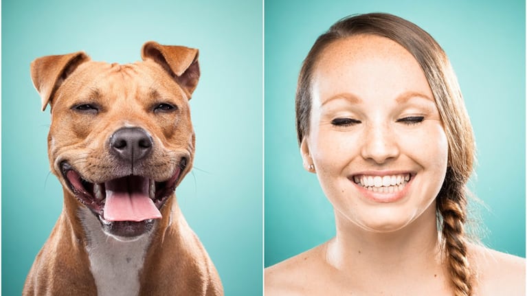 Genial muestra con personas imitando a sus mascotas. Foto: Ines Opifanti.