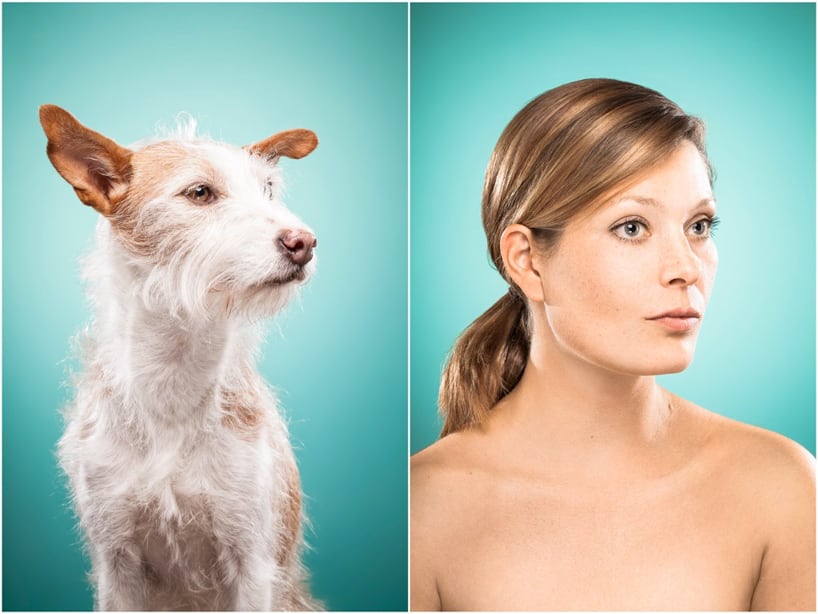 Genial muestra con personas imitando a sus mascotas. Foto: Ines Opifanti.