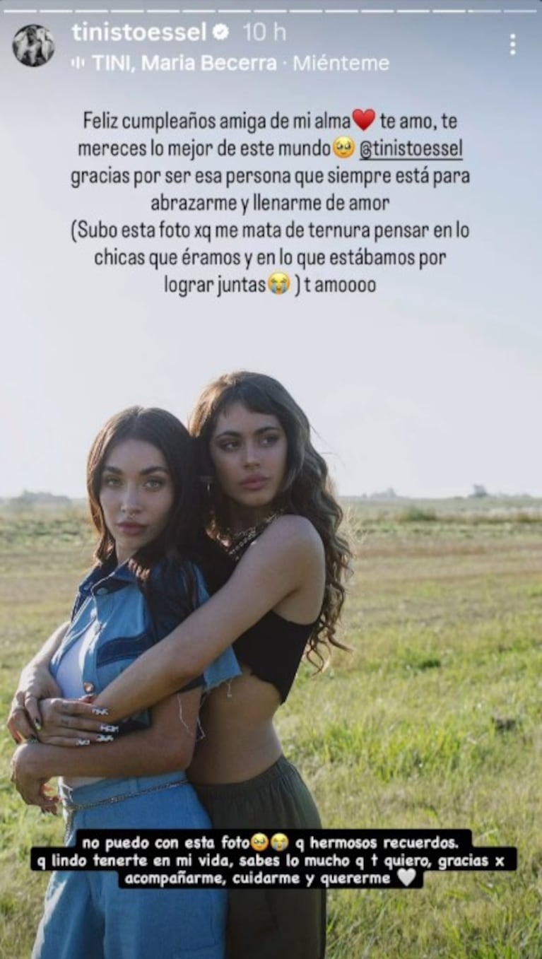 “Gracias por…”: el cruce entre María Becerra y Tini en pleno escándalo con Emilia Mernes